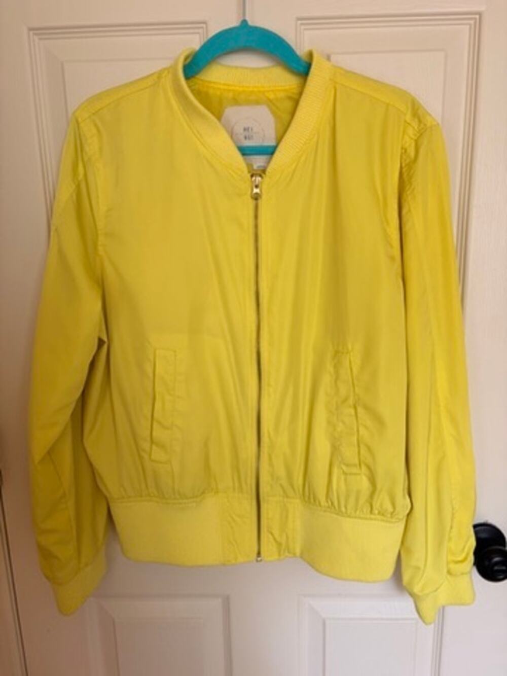 Anthropologie Hei Hei Neon Yellow Bomber Jacket L